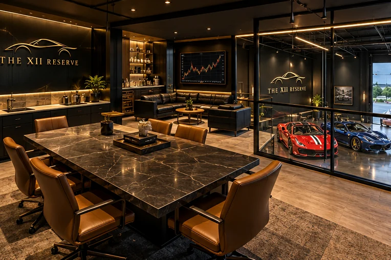 Conceptual private client lounge and conference area for The XII Reserve